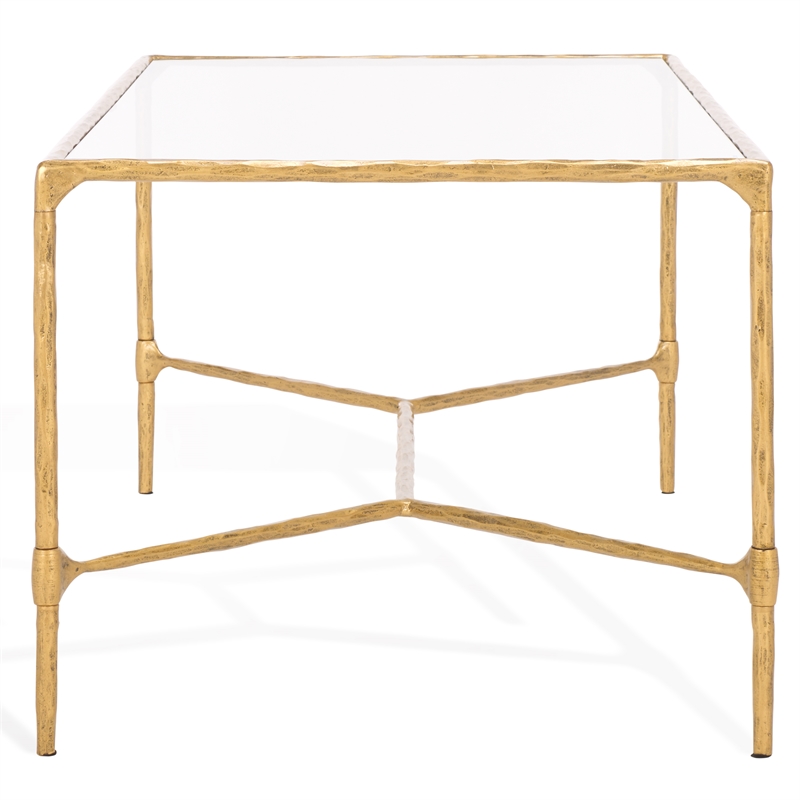 Safavieh Isabellina Iron and Glass Coffee Table in Brass / Clear