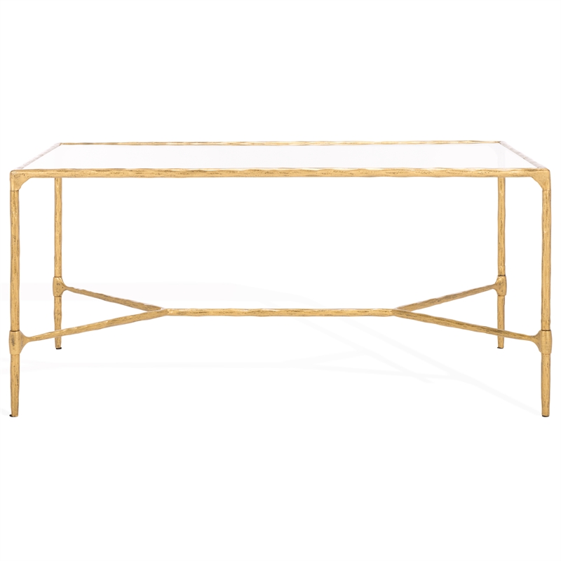 Safavieh Isabellina Iron and Glass Coffee Table in Brass / Clear