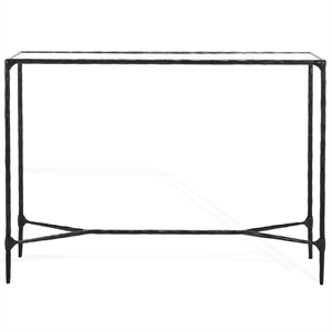 safavieh isabellina iron and glass console table in black / clear