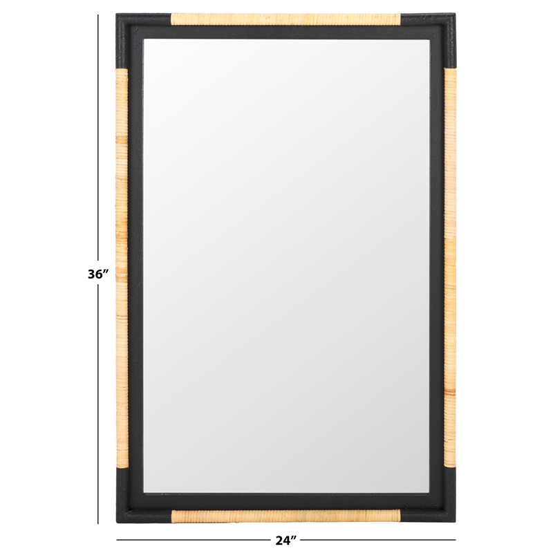 Safavieh Renah Wood and Iron Mirror in Natural / Black