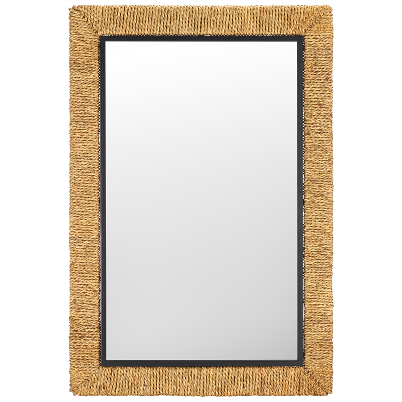 Safavieh Amelda Wood and Iron Mirror in Natural / Black