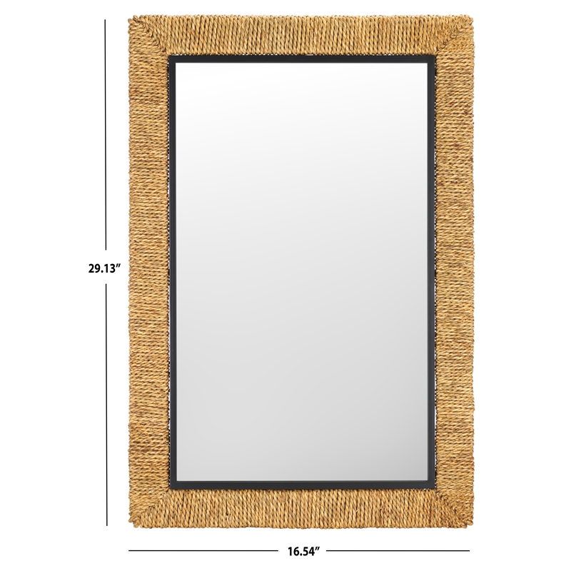 Safavieh Amelda Wood and Iron Mirror in Natural / Black