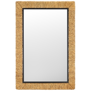 Safavieh Amelda Wood and Iron Mirror in Natural / Black