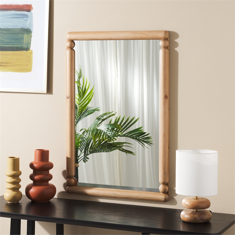 Safavieh Mariana Pine Wood Mirror in Beige
