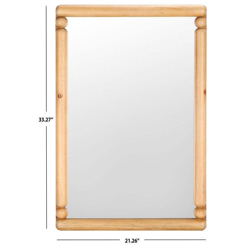 Safavieh Mariana Pine Wood Mirror in Beige