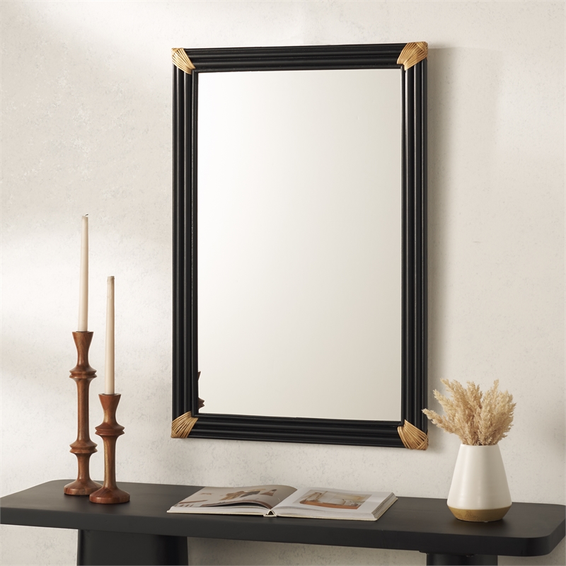 Safavieh Bindie Wood Mirror in Natural / Black