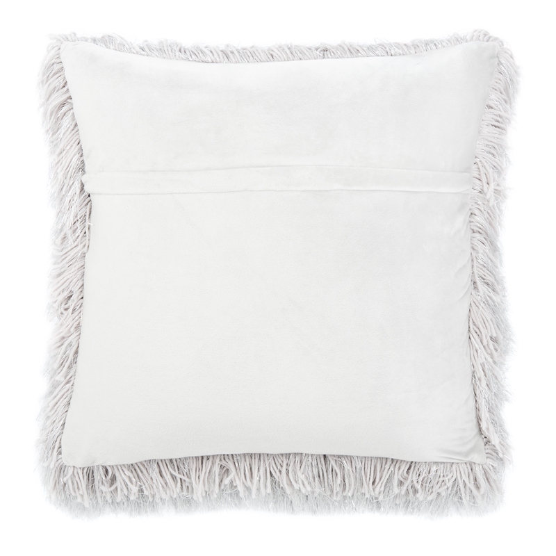 Safavieh Shag Modish Polyester Metallic Pillow in Silver