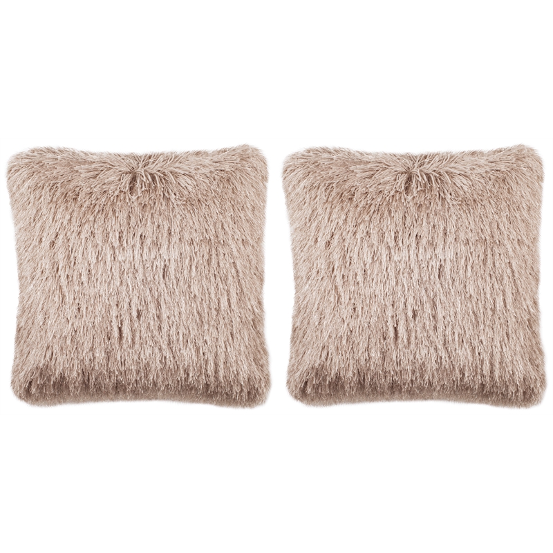 Safavieh Shag Modish Polyester Metallic Pillow in Bronze