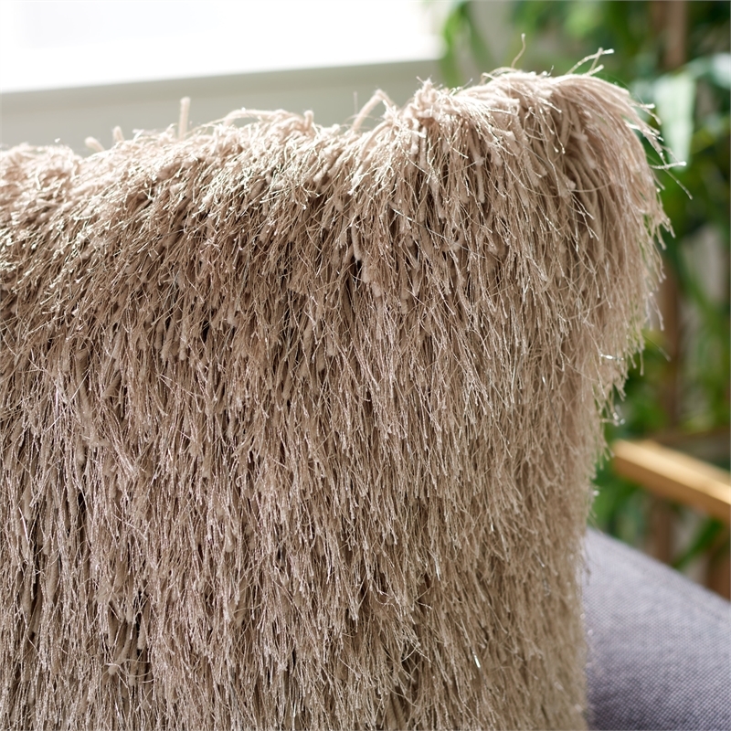 Safavieh Shag Modish Polyester Metallic Pillow in Bronze