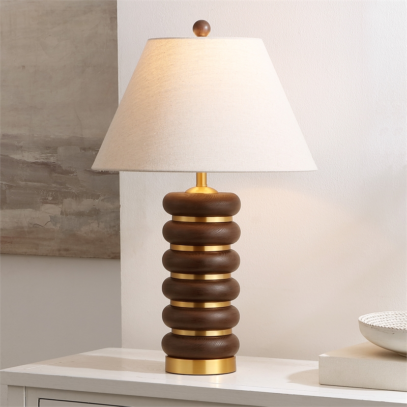 Safavieh Arani Resin and Metal Table Lamp in Brown / Brass