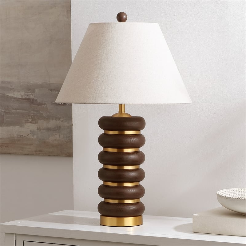 Safavieh Arani Resin and Metal Table Lamp in Brown / Brass