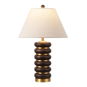 safavieh arani resin and metal table lamp in brown / brass