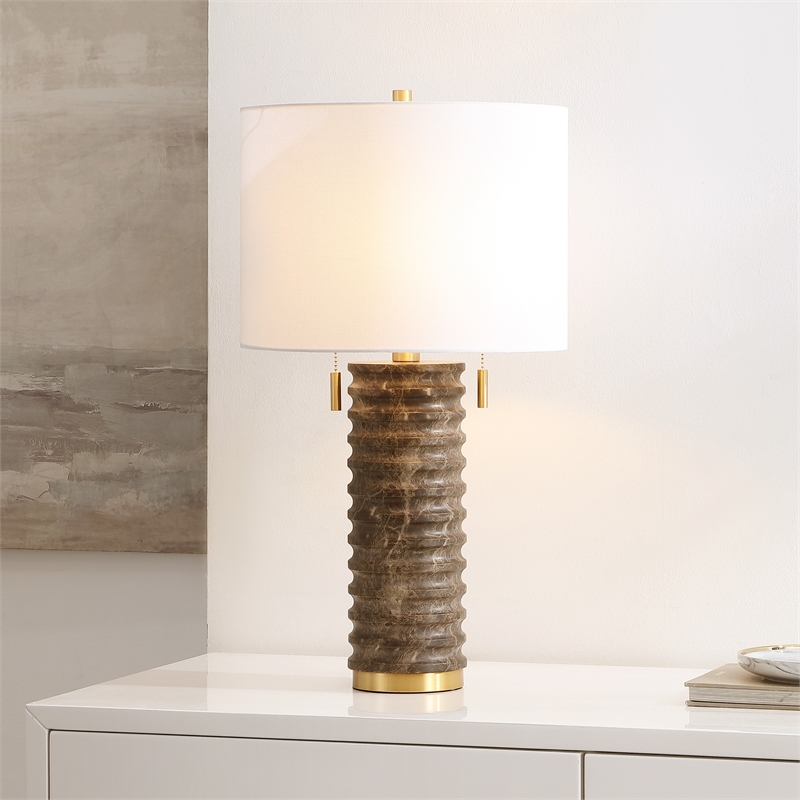 Safavieh Tova Resin and Metal Table Lamp in Dark Gray