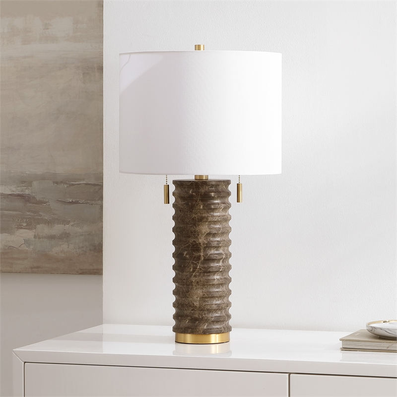 Safavieh Tova Resin and Metal Table Lamp in Dark Gray