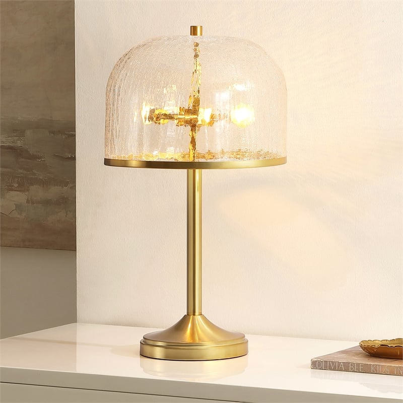 Safavieh Daye Glass and Metal Table Lamp in Clear / Brass