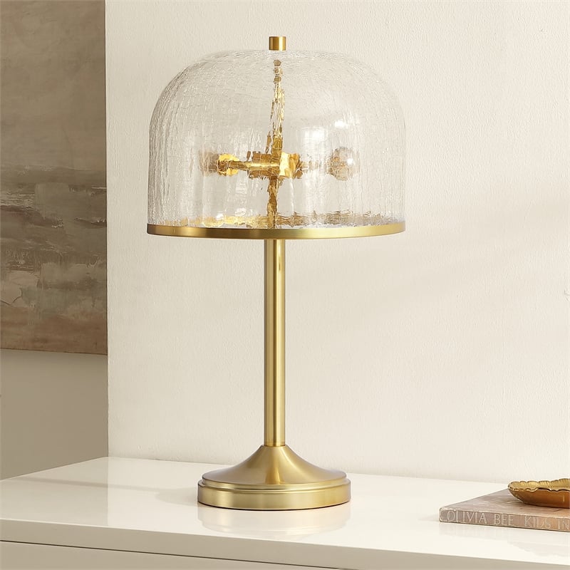 Safavieh Daye Glass and Metal Table Lamp in Clear / Brass