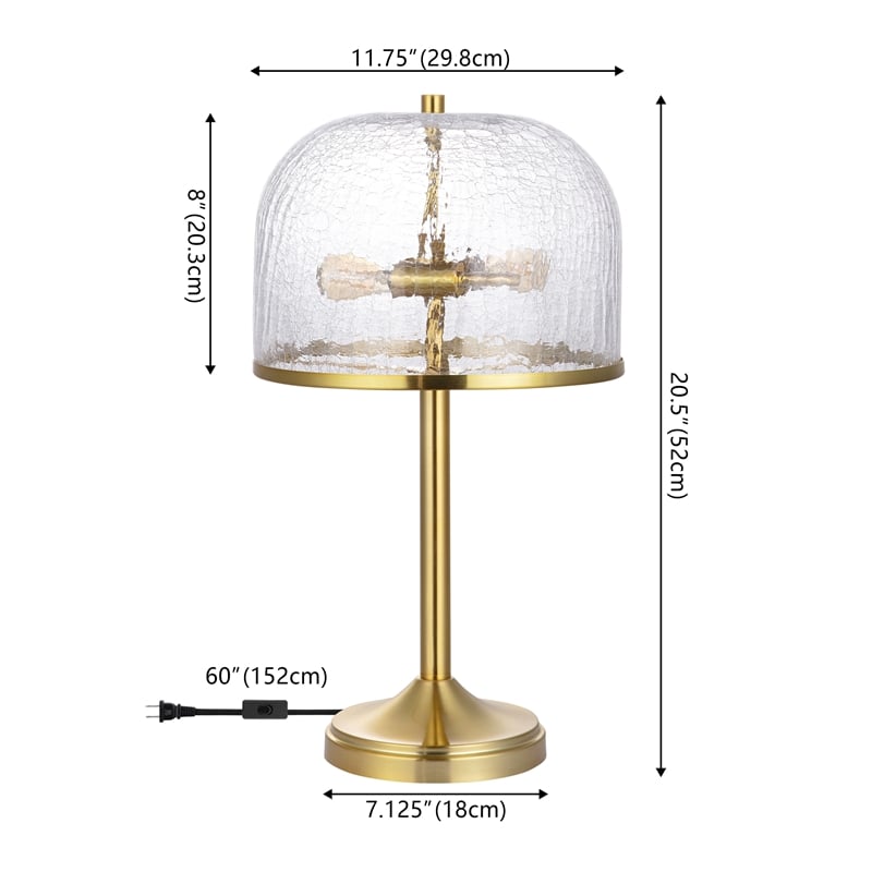 Safavieh Daye Glass and Metal Table Lamp in Clear / Brass