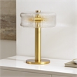 Safavieh Dua Glass and Metal Table Lamp in Clear / Brass