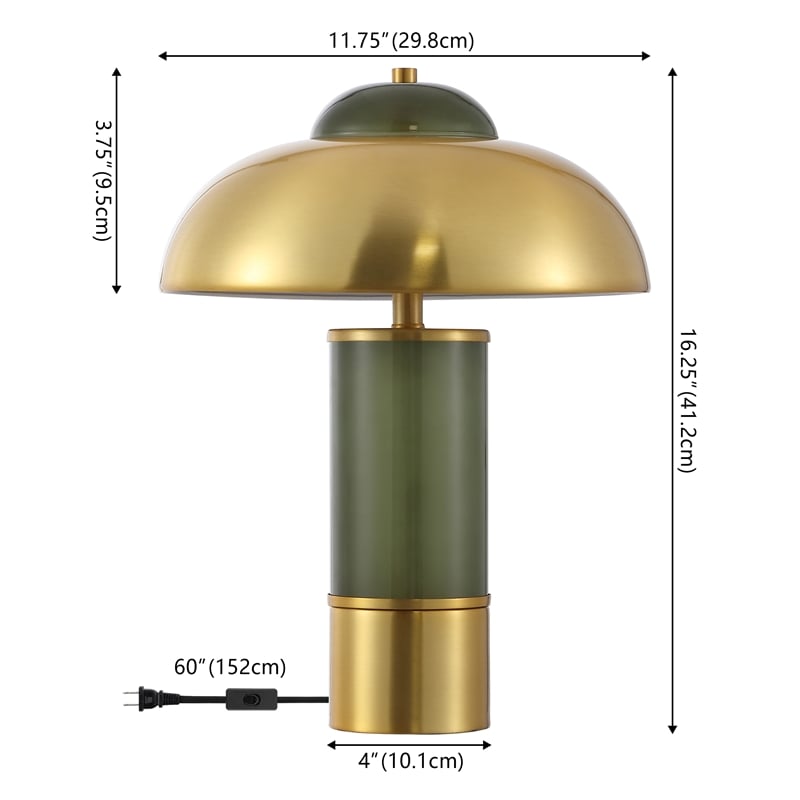 Safavieh Drea Glass and Metal Table Lamp in Green / Brass