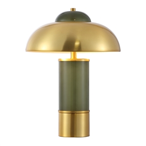 Safavieh Drea Glass and Metal Table Lamp in Green / Brass