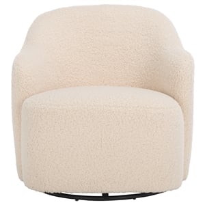 Safavieh Theoden Wood and Iron Swivel Accent Chair in Off White