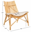 Safavieh Eisley Rattan Accent Chair with Cotton Cushion in White / Natural