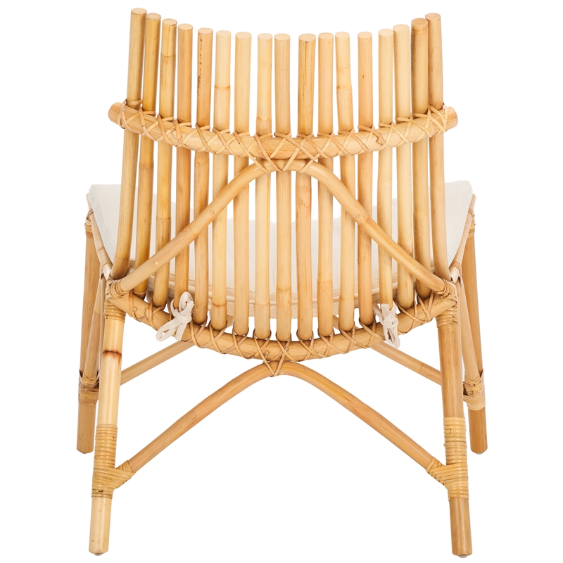 Safavieh Eisley Rattan Accent Chair with Cotton Cushion in White / Natural
