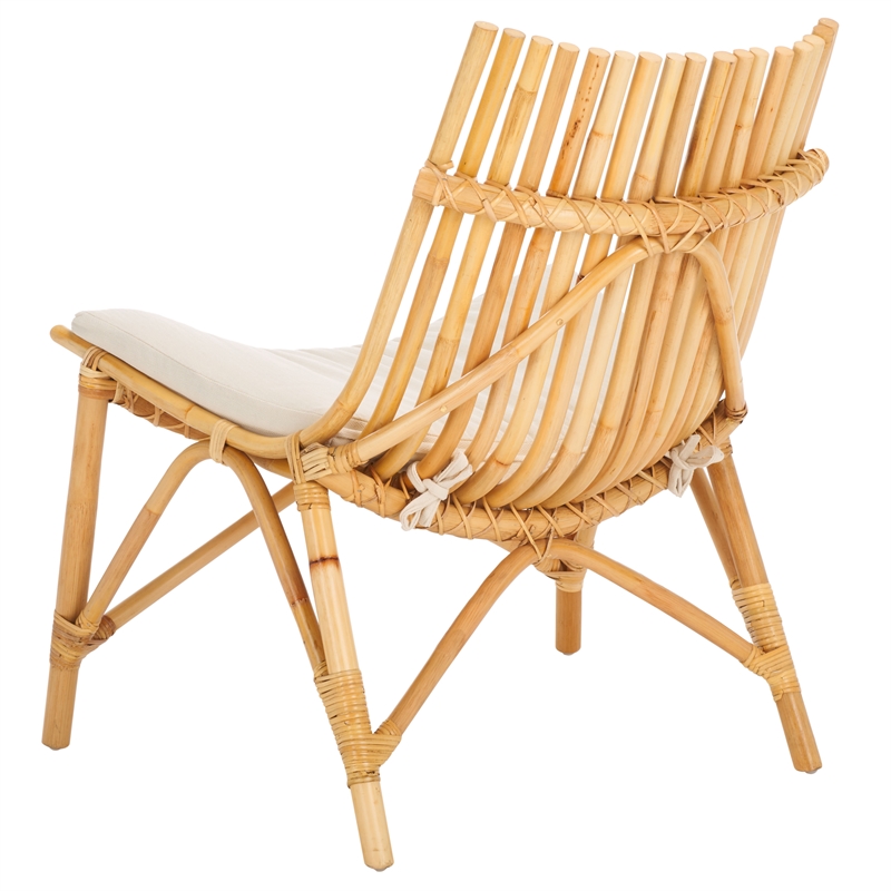 Safavieh Eisley Rattan Accent Chair with Cotton Cushion in White / Natural