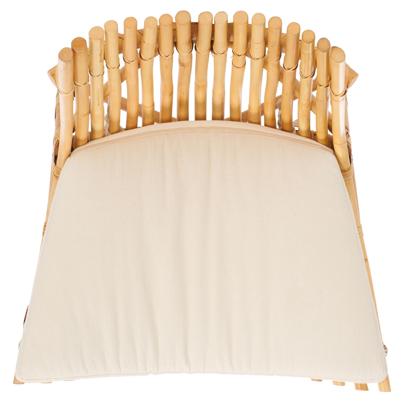 Safavieh Eisley Rattan Accent Chair with Cotton Cushion in White / Natural