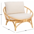 Safavieh Gwyneth Rattan Accent Chair with Cotton Cushion in White / Natural