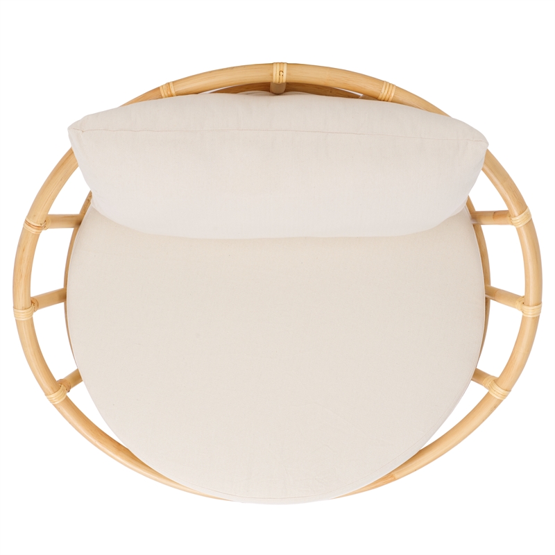 Safavieh Gwyneth Rattan Accent Chair with Cotton Cushion in White / Natural