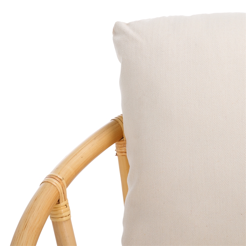 Safavieh Gwyneth Rattan Accent Chair with Cotton Cushion in White / Natural