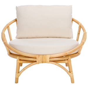 Safavieh Gwyneth Rattan Accent Chair with Cotton Cushion in White / Natural