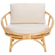 Safavieh Gwyneth Rattan Accent Chair with Cotton Cushion in White / Natural