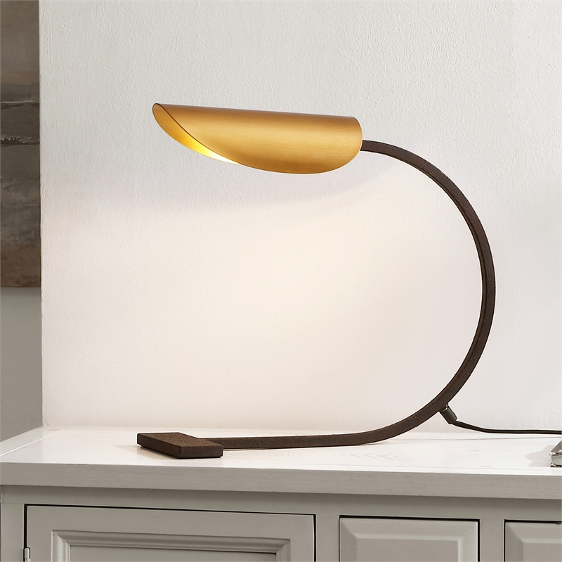 Safavieh Mari Iron Table Lamp in Gold / Rust