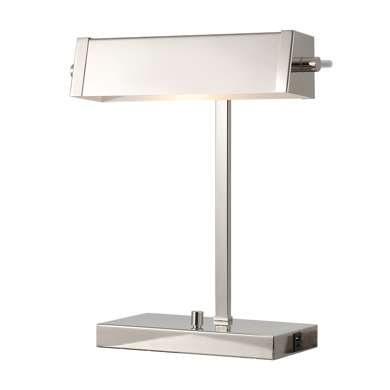 Safavieh Rylan Iron Table Lamp With USB Port in Nickel