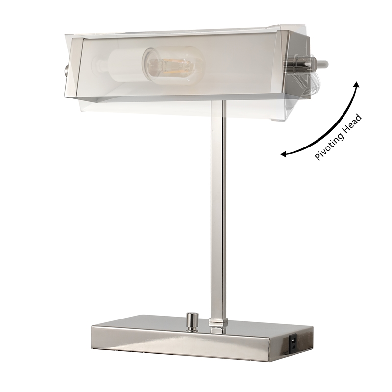 Safavieh Rylan Iron Table Lamp With USB Port in Nickel
