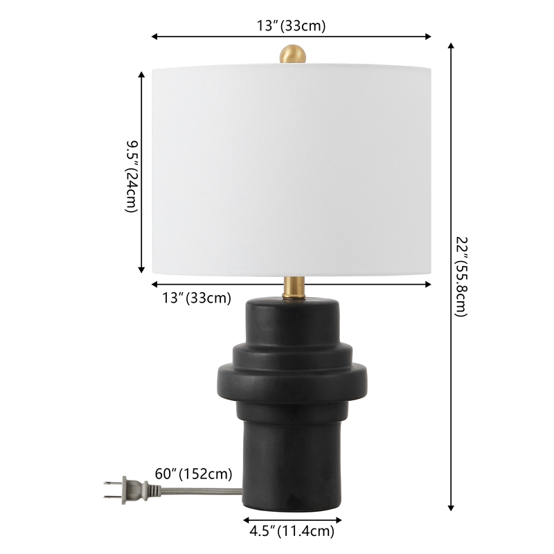 Safavieh Doni Ceramic Table Lamp in Black / Brass