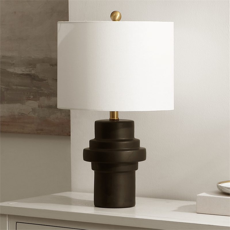 Safavieh Doni Ceramic Table Lamp in Black / Brass