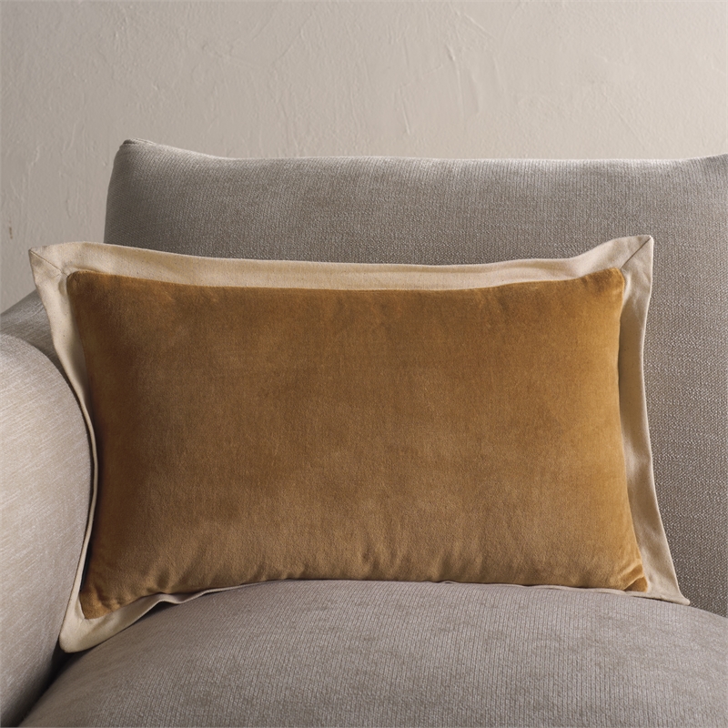 Safavieh Jordy Cotton Lumbar Pillow in Camel / Natural