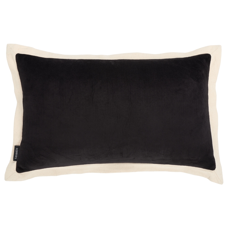 Safavieh Jordy Cotton Lumbar Pillow in Black / Natural
