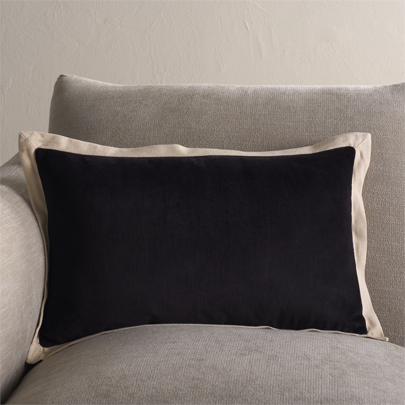 Safavieh Jordy Cotton Lumbar Pillow in Black / Natural