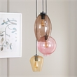 Safavieh Keoni 3 Light Glass and Iron Pendant in Multi-Color/ Black
