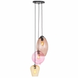 Safavieh Keoni 3 Light Glass and Iron Pendant in Multi-Color/ Black