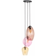 Safavieh Keoni 3 Light Glass and Iron Pendant in Multi-Color/ Black