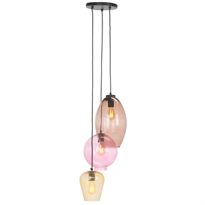 Safavieh Keoni 3 Light Glass and Iron Pendant in Multi-Color/ Black