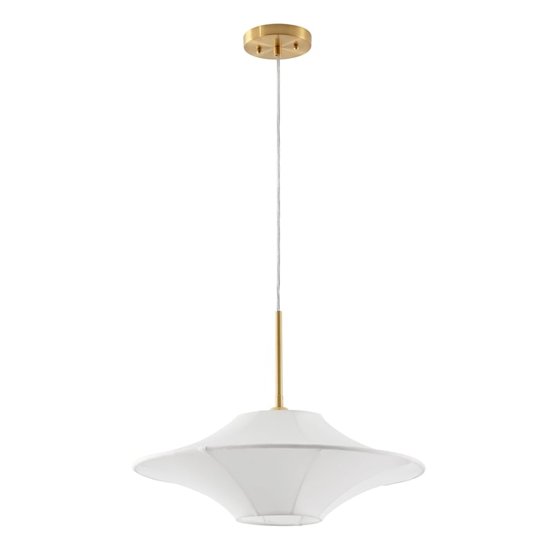 Safavieh Lanai Fabric and Metal Pendant in White / Brass