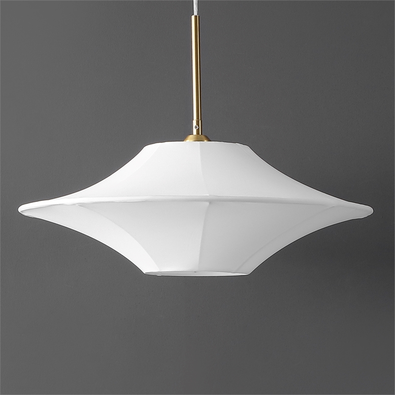Safavieh Lanai Fabric and Metal Pendant in White / Brass