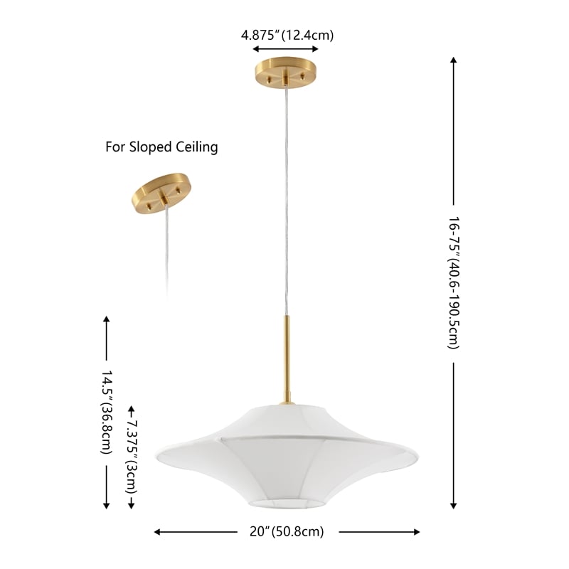 Safavieh Lanai Fabric and Metal Pendant in White / Brass