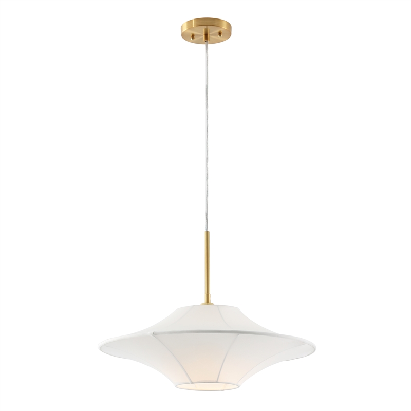 Safavieh Lanai Fabric and Metal Pendant in White / Brass
